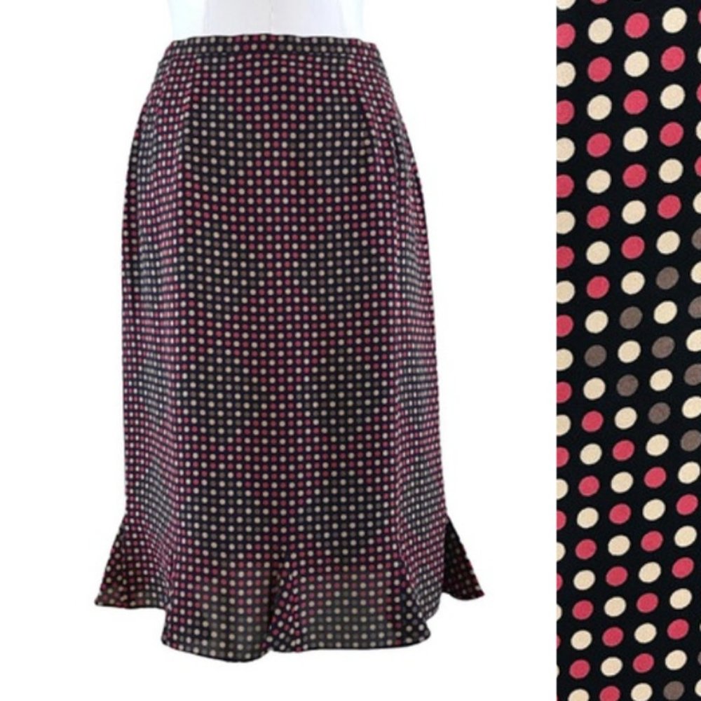 TALBOTS Vintage 100% Silk Polka Dot Ruffle Skirt
